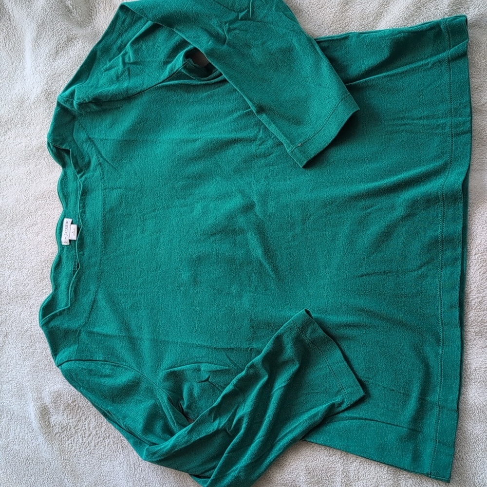 J Crew scallop neck 3/4 Sleeve top, Size L